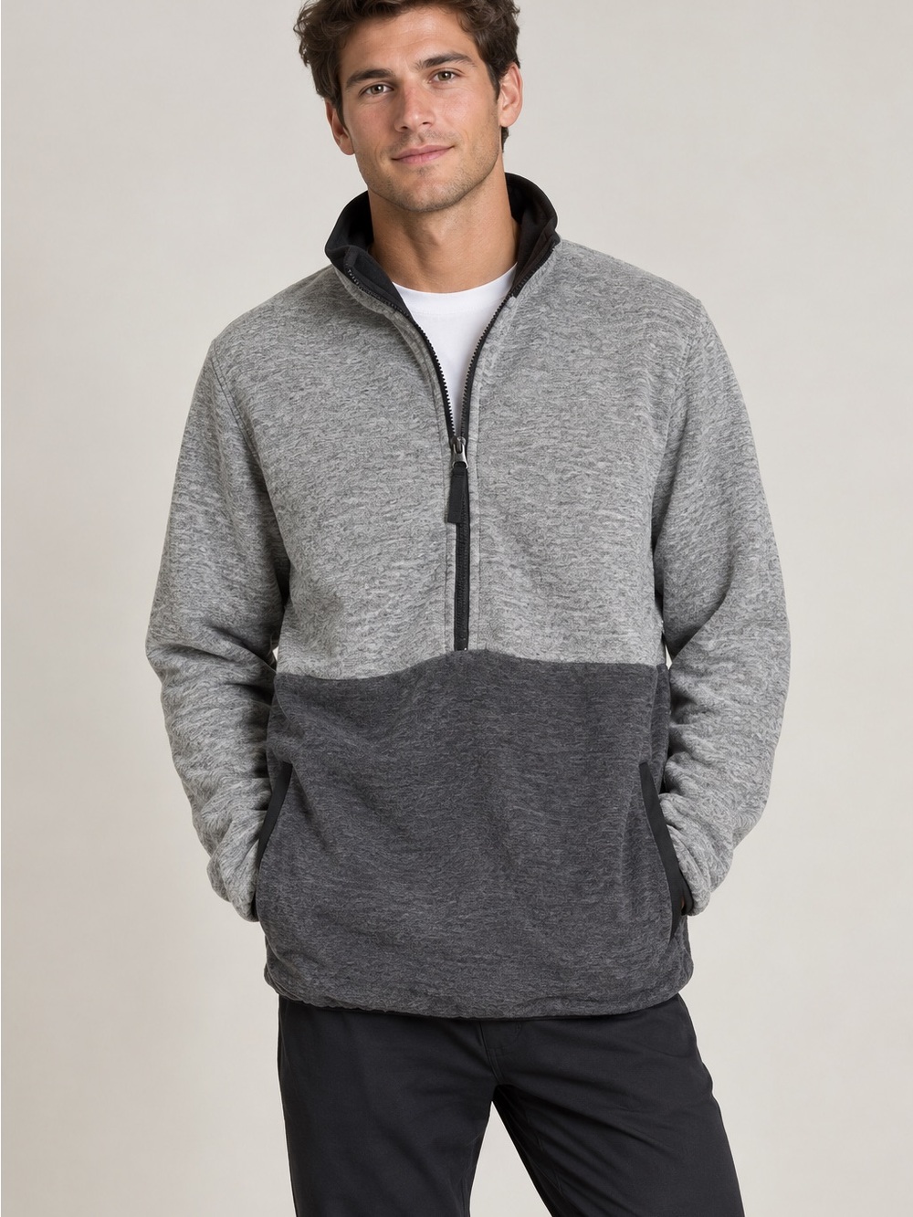 DSG Everyday Colorblock Heather Polar Fleece 1/2 Zip Pullover Jacket size Large
